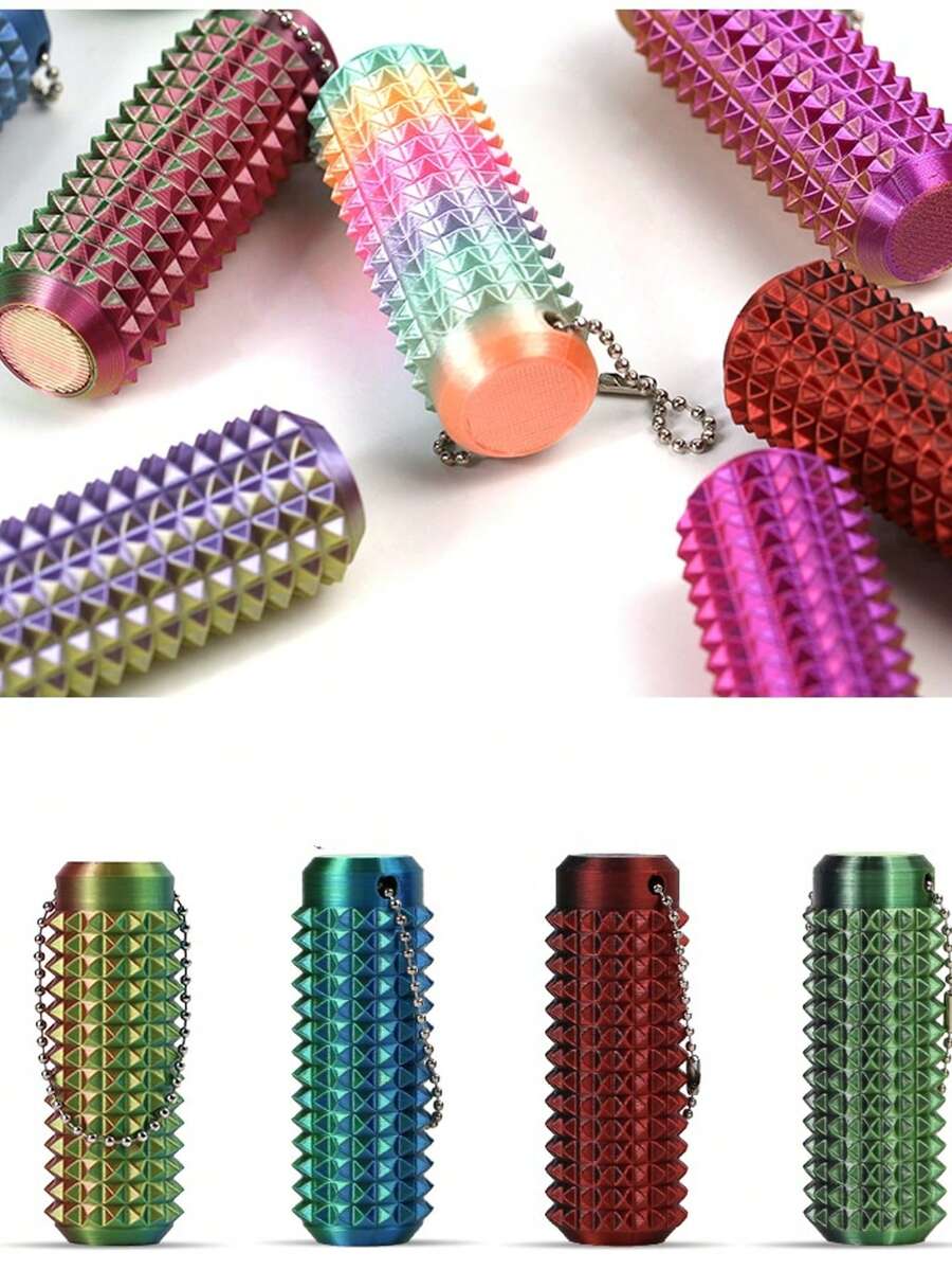 Spiky Grippie Stim Keychain - Finger Massage Stress Relief Keychain - Multicolor - View 1
