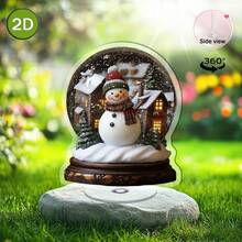 2D Flat, 1pc Rotating Acrylic Snow Globe, Winter Village Scene With Snowman And Cozy Cabin, Desktop Decor, Indoor/Outdoor, Holiday Home Office Living Room Christmas Decoration, Vibrant Color Design Decor, Winter Wonderland Ornament, Christmas Gift, Christmas Decoration, Desktop Decor, Christmas, Halloween Gift