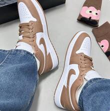 Nike Air Jordan 1 Low AJ1低筒復古籃球鞋 - 白棕色 - 查看 7