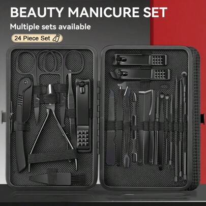 NEFOUME 8/15/24 Stücke Edelstahl Nagelknipser Set, hochpräziser Maniküre-Set mit Nagelknipsern, Nagelfeilen, stilvoller Aufbewahrungsbox