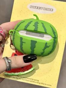 Ốp lưng điện thoại ngộ nghĩnh, Ốp lưng điện thoại xấu xí hình dưa hấu, Ốp lưng silicon bảo vệ cho FreeBuds Pro/4/SE/4E/5i/3, Thiết kế hoạt hình dễ thương, Thích hợp cho mùa hè - màu xanh lá - Xem 3