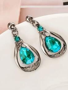 3Pcs Exquisite Elegant Synthetic Crystal Teardrop Synthetic Gemstone Alloy Multicolor Ladies Earrings Necklace Set Party Gift Birthday - 彩色的 - 查看 4