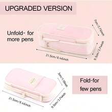 1pc Multifunctional Large Capacity Expandable Pencil Case, Big Capacity Twill Fabric Stationery Storage Bag With Pen Slot, Foldable School Supplies Organizer, Japanese/Korean Style,Pencil Pouch,School Bag - 彩色 - 查看 12
