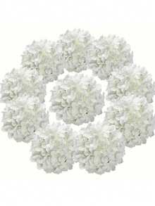 25pcs Artificial Hydrangea Flower Heads, White Daffodil, With Stem Artificial Hydrangea, Bohemian Style Home Decor, Spring Decoration. Suitable For Spring Home Decor, Wedding Decor, Party Decor, Bridal Bouquet Decor. - White - View 1