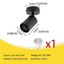 1pc GU10 Recessed Ceiling Light, LED Black Aluminum Ceiling Lamp, Single Head, Dual Head, Adjustable Angle, Replaceable Bulb, Black Tube Light Wall Lamp Spotlight, Suitable For Living Room, Bedroom, Kitchen, Dining Room, Bar, Study - Black Aluminum Ceiling Light - View 14