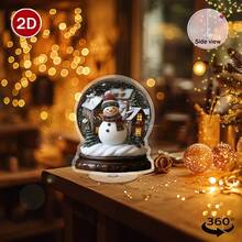 2D Flat, 1pc Rotating Acrylic Snow Globe, Winter Village Scene With Snowman And Cozy Cabin, Desktop Decor, Indoor/Outdoor, Holiday Home Office Living Room Christmas Decoration, Vibrant Color Design Decor, Winter Wonderland Ornament, Christmas Gift, Christmas Decoration, Desktop Decor, Christmas, Halloween Gift