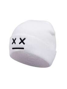 1pc Or 2pcs/Set Men's 3D Embroidered Eye Pattern Knitted Beanie Hat, Warm, Suitable For Autumn/Winter Daily Wear Fall Outfit