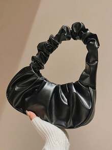 【云纹褶皱单肩包】| 合成革 | 磁扣开合，褶皱肩带 | 女士手提包 | 适合休闲或晚宴场合 | 时尚百搭 - 彩色 - 查看 6