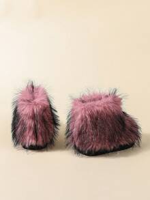 1 Pair Cute Niche Furry Boots, Mid-Calf Winter Snow Boots For Girl - Pink - View 6