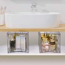 2Packs Acrylic Organizers Bin With Handle, Clear Bathroom Makeup Organizer And Storage, Stackable Organizer Drawers For Vanity, Bathroom, Pantry, Kitchen Cabinets, Makeup, Medicine Organization - 2Pcs Acrylic Organizers With Handle - 查看 2