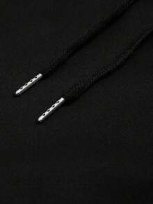 GRDR Conjunto casual de chaleco con capucha y pantalones cortos con cordón para hombre - Negro - Ver 5