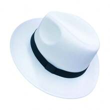 Classic Felt Fedora Hat With Medium Straight And Stiff Brim - 白色 - 查看 3