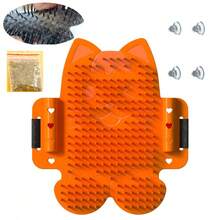 Szczotka do pielęgnacji kotów montowana na ścianie – samoczyszczący, masujący drapak, narzędzie do usuwania sierści i narożny słupek do drapania dla kotów domowych (z kocimiętką)