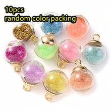 10 件/套透明水滴吊坠可爱水钻时尚玻璃珠饰物闪亮小珠子女士耳环项链制作 - 彩色 - 查看 9