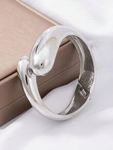 1 Pc Unique Hollow Design Golden Silver Color Oversized Metal Arm Cuff Bangle Bracelet Summer For Women - Silver - View 1