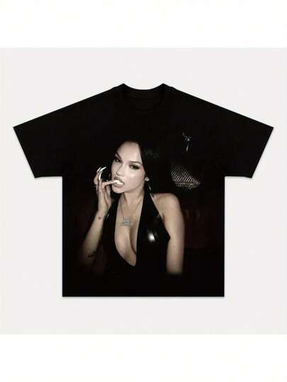 Maggie Lindemann 3.31 TEE Negro Gráfico Confortable Algodón Hombre Cuello Redondo Manga Corta Camiseta 180g