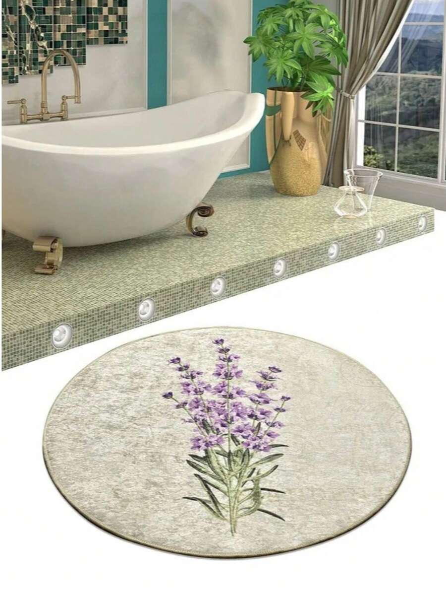 Hecho en Turquía -LAI HOME Alfombra de baño redonda de 100 cm 100x100 cm 100% 100% poliéster, antideslizante, lavable - Blanco - Ver 1