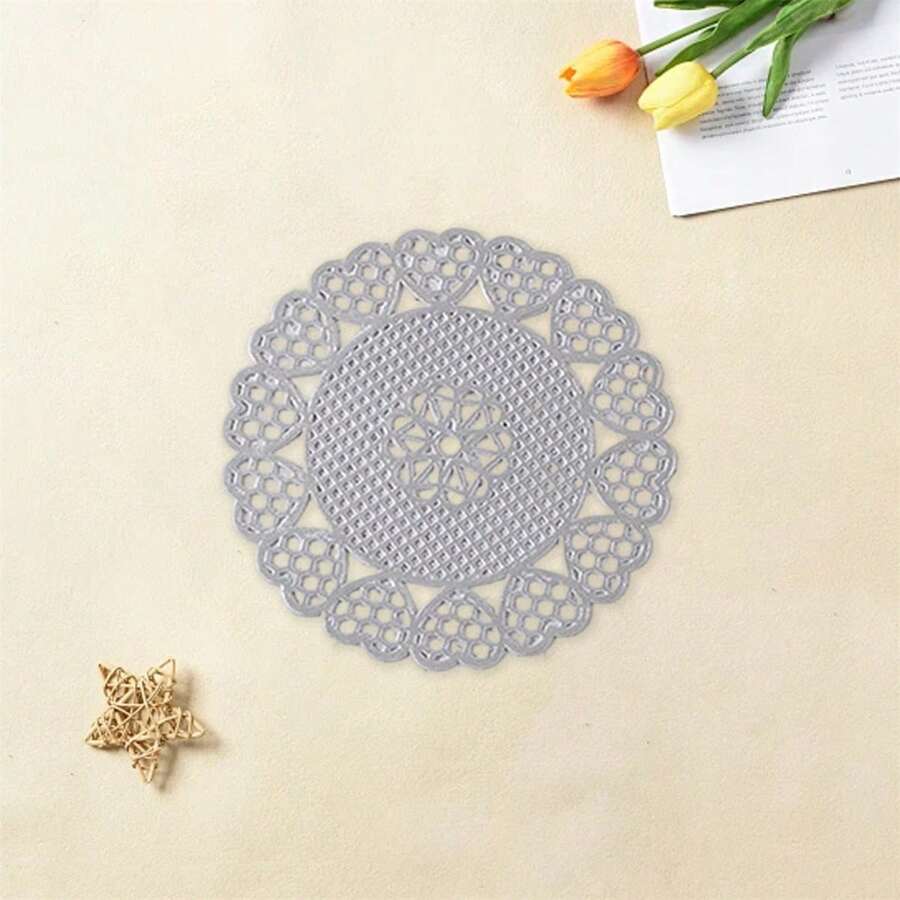 Round Coaster Stylish Nordic Style Solid Hollow Out Insulated Cup Holder For Decor  Present - Silver - View 1