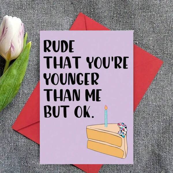 1pc Funny Birthday Greeting Card, The Best Gift For Family And Friends, High-Quality Thick White Card Paper, Comfortable Touch