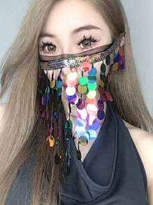 1pc Belly Dancer Cymbals Waist Wrap, Veil, Belly Chain, Hip Scarf, Mermaid Hip Scarf, Suitable For Daily Stage Performance Halloween