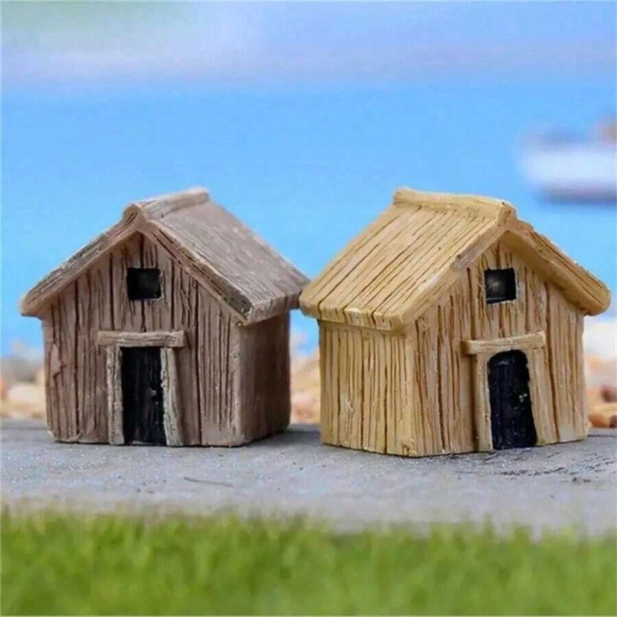 Wooden House Miniature Figures - Perfect Decorative Fairy Garden Animal Statues For Home Desktop Gift!