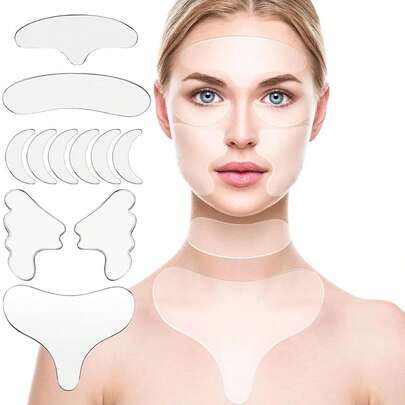 11pcs/Set Reusable Anti-Wrinkle Facial & Chest Beauty Peel-Off Mask Patches, Enhancing Skin Radiance