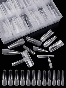96 pezzi Kit di forme per unghie chiare opache, forme per unghie complete, punte per unghie, strumenti per estensione unghie in acrilico, 4 stili, 12 misure, scala per gel per unghie, per design di unghie da salone