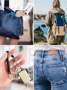 8 件可伸缩弹簧钥匙扣，带龙虾扣，弹簧带安全绳，手机弹性腕带绳挂绳弹簧钩 - 彩色 - 查看 10