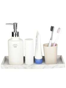 Silicone Countertop & Vanity Tray - Shatterproof Silicone Kitchen And Bathroom Tray, Sink Soap Dispenser Tray, Perfume & Key Tray, Bathroom Vanity Tray - Black and White - View 5