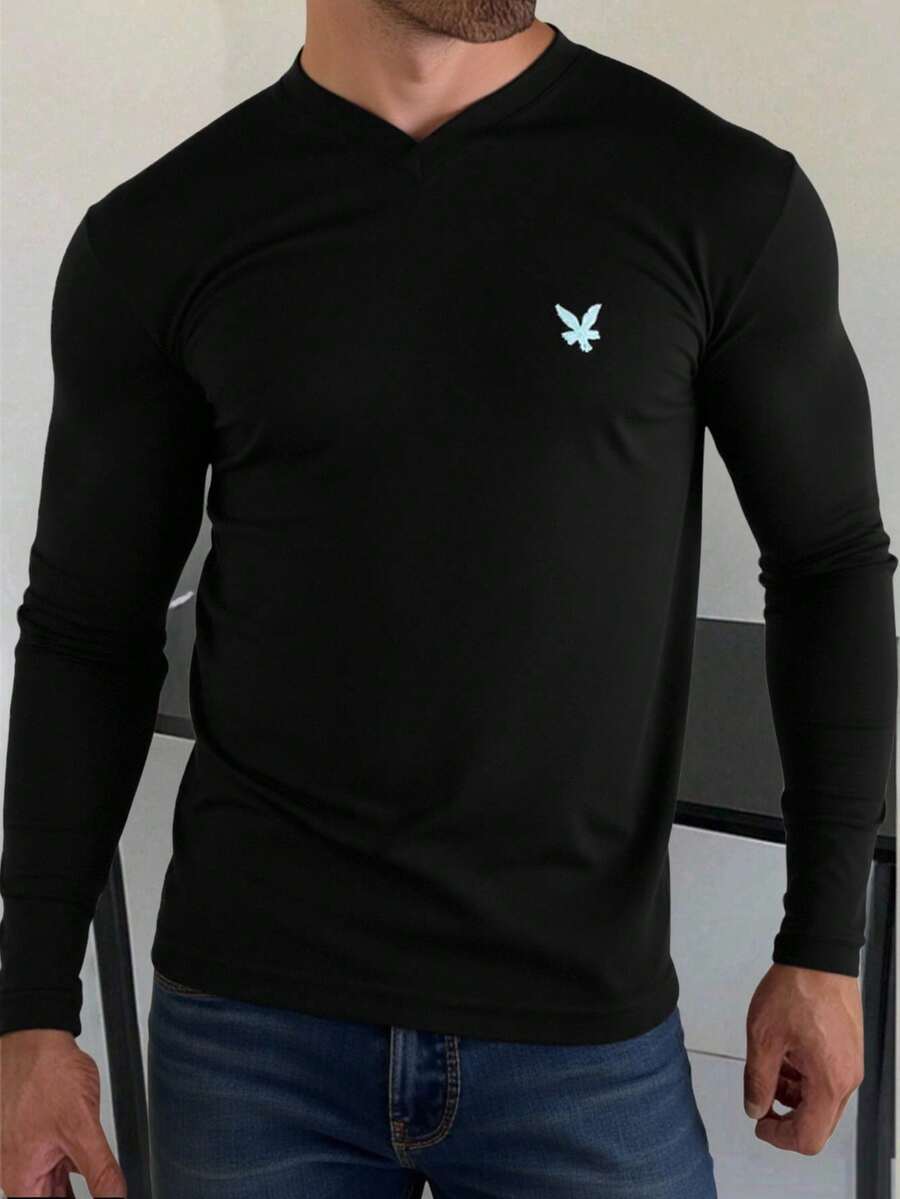 GARANTY LONG SLEEVE C/V T-SHIRT - Black - View 1
