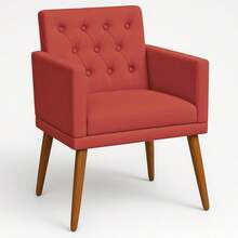 MOBLAN DECOR Set Of 2 Modern Decorative Armchairs For Living Room, Suede Fabric, Comfortable Wooden Feet - Red - View 4