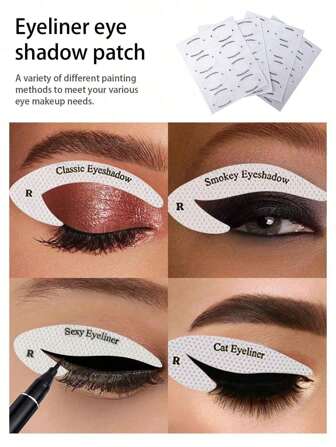 4 ark med 32 klistermärken Ögonmakeup-schabloner Eyeliner Ögonbrynsschablonklistermärken 4 olika designer Western Eyeliner Ögonbrynsformningsmallar Sminkklistermärken Eyeliner Extra sminkverktyg Kattögonliner Extra klistermärke Ögonskugga Eyeliner Extra klistermärke Kattögonlinje Rävögonmakeupmall Eyeliner Mallklistermärke, Smink, Billig, Rumsinredning, Sminkbord, Resor, Sovrum, Sminktillbehör