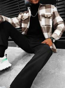 Men's Daily Fashion Versatile Minimalist Plaid Casual Jacket