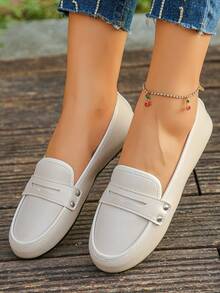 Mocassins casuais femininos plus size, novos sapatos baixos bege da moda, confortáveis para uso diário, trabalho, direção, mocassins versáteis com sola macia - Bege - Ver 4