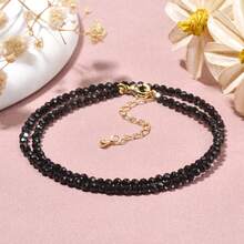 1 件 3 毫米天然石榴石串珠项链，配紫水晶、日光石刻面球形珠，优雅宝石首饰，适合女性，日常佩戴礼物 - 40cm,3mm - 查看 13