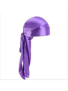 1/2pcs Men Durag Solid Color Silk Elastic Strap Fashionable Pirate Cap, Casual Comfortable Breathable Soft Headwrap Unisex Pirate Hat Pirate Costume