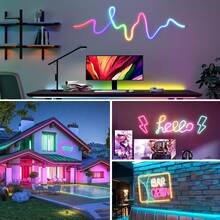 [360 Grad Kreismesh LED Licht] 1 Stück Weltraum-Thema USB betriebener LED Neon Lichtstreifen, 360 Grad Kreismesh Muster, mehrfarbiges RGB+IC flexibles Silikonlicht für Weihnachtsparty DIY - Verschiedenfarbig - Übersicht 10