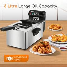 Aigostar 3 Litre Deep Fat Fryer With Viewing Window, 2200W Deep Fryer With Temperature Control, Easy Cleaning, Stainless Steel, Removable Oil Basket, Silver - Ushas - View 2