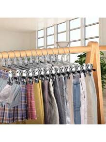5/10/15 piezas Perchas para pantalones/faldas con pinzas, abrazaderas de metal adecuadas para pantalones cortos, faldas, de alta resistencia y ultra delgadas para ahorrar espacio