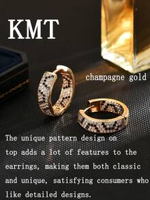 KMT 2pcs Copper Inlaid Zirconia Leopard & Snake Print Luxury Women's Fashion Earrings, Elegant Gift Box - Leopard Print - View 3