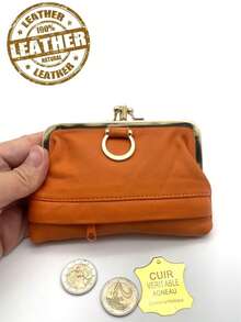 New Genuine Leather Wallet With Zipper Card Slots And Compartment For Women Wallet Mini Wallet Purse Wallet Coin Wallet - Orange 1 - View 1