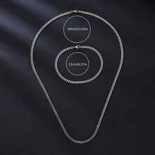 2 件套不锈钢链条项链和手链套装，街头嘻哈朋克男士时尚首饰，不褪色，万圣节配饰的完美配饰