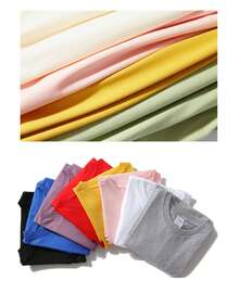 5-Pack Unisex Cotton T-Shirts - Classic Solid Color Crew Neck Tee - Casual Sports Pullover, All-Season Loose Fit, Regular Length Short Sleeve - 多色 5 - 查看 3
