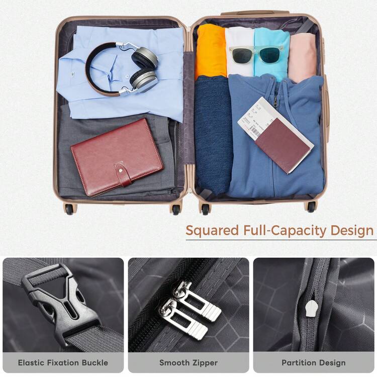 MERAX Luggage Sets Non-Expandable ABS Hardshell 3pcs Hardside