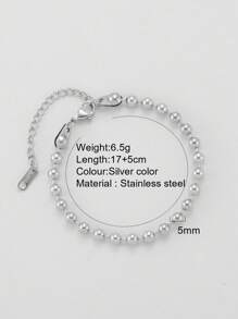 1pc Stainless Steel Metal Beaded Bracelet, Paper Clip Bracelet, Delicate Chain Bracelet, Minimalist Design, Suitable For Daily Wear, Travel And Gift, Accessory For All Seasons