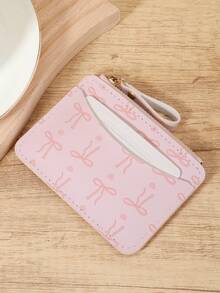 محفظة صغيرة صغيرة ذات نمط حب فيونكة وردية، محفظة ضيقة للنساء، رقيقة، خفيفة الوزن، قابلة للنقل بطبقات متعددة، بطاقة هوية، بطاقات ائتمانية صغيرة، فاشون، مودرن، حافلة، للذكرى السنوية، هدية عيد الميلاد، للبنات، للسيدات، لوازم الحقيبة المدرسية لغرفة السكن المدرسي والعودة إلى المدرسة - وردي - مشاهدة 5