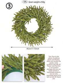 1PC Artificial Christmas Wreath Artificial Pine Needle Wreath Suitable For Christmas Thanksgiving Front Door Autumn Indoor And Outdoor Porch Window Wall Home Decoration Christmas Decorations Room Decor