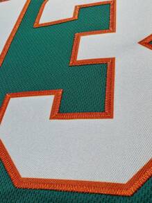Herren Baseball Trikot mit Stickerei 13 grün lässiges Kurzarm V-Ausschnitt Knopfhemd Party Sport Top
