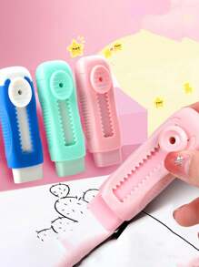 Retractable Push Erasers For Students, Clean, No Residual, Flexible.Suitable For Study, Painting, Office Work. Small And Exquisite, Easy To Carry Back To School, For Middle School Office College Adult Girl And Boy Back To School(Multiple Colors Available),Back To School,School Supplies,School Supplies