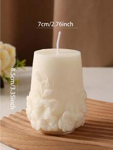 1 Pc Nordic Style Rattan Flower/Peony/Round Geometric Candle, Embossed Design, Handmade Artwork, Perfect For Birthday, Wedding, Party Decorations And Gifts, Suitable For Bedroom, Living Room, Dining Table, Christmas, Gifts For Friends, Holiday Gifts. - Multicolor - View 8